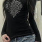 Black vintage graphic print long sleeve shirt