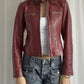 Rote Vintage Punk Motorradjacke