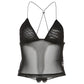 Black backless mesh halter neck camisole with butterfly embroidery 