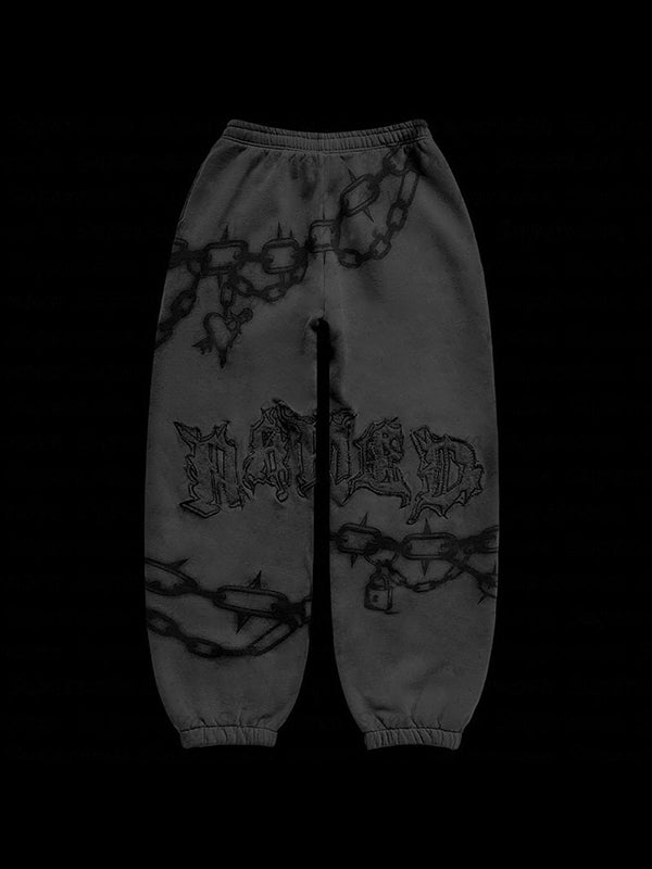 Mehrfarbige Vintage Ketten Print Sweatpants