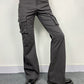 Flare cargo pants with high elasticity and flap pockets