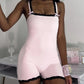 Contrast Y2K spaghetti strap bodysuit top with lace trim