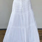 White vintage maxi skirts with lace trim and straps