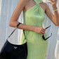 Green Vintage Pleated Halter Mini Dress