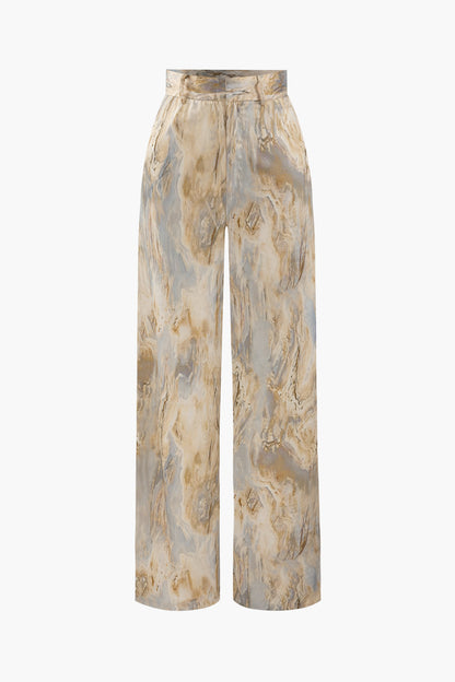 JY Vintage Marble Print High Waisted Straight Leg Pants/Vintage Marble Print High Waisted Straight Leg Pants