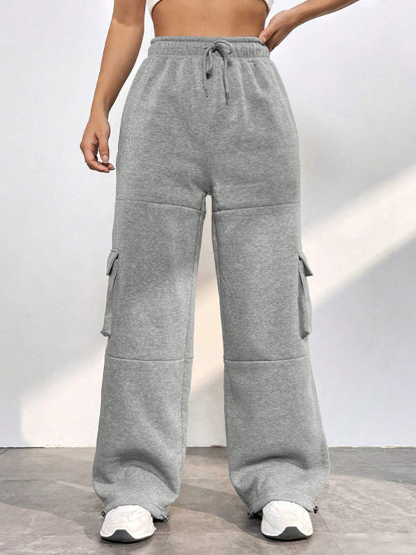 Grey vintage sweatpants with flap pockets