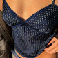 Blaues Y2k Spitzen Detail Bustier Bow Cami Top