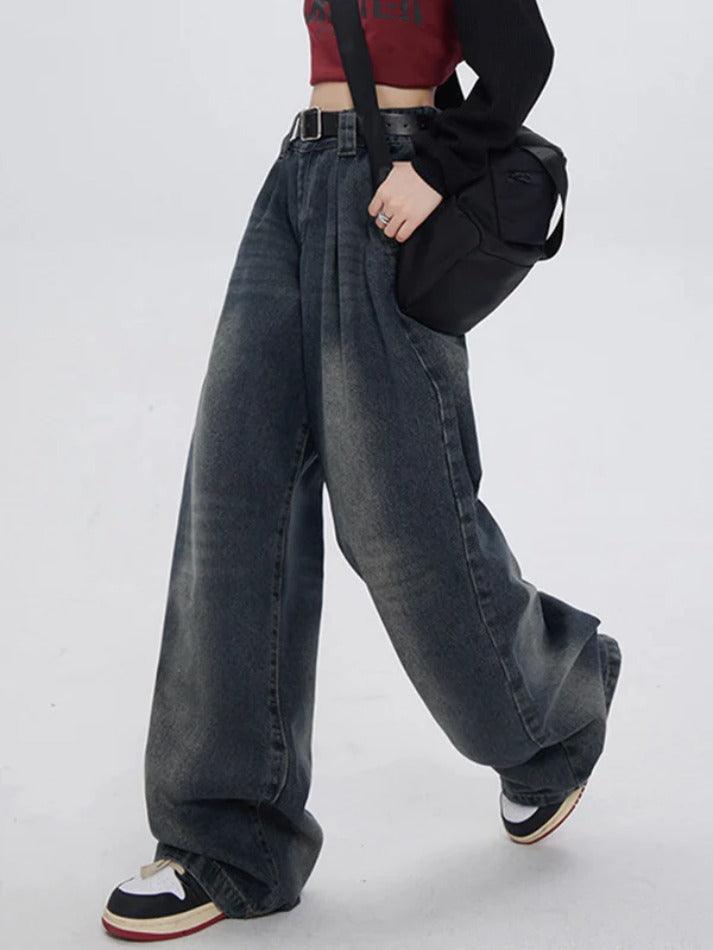 Dark Vintage Washed High Waist Boyfriend Jeans