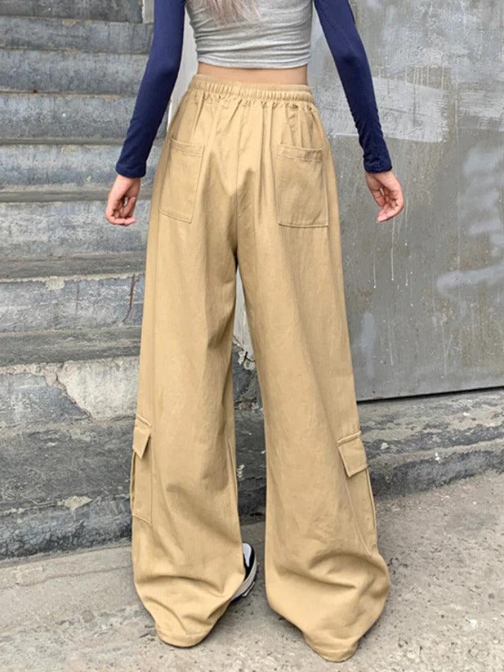 Vintage baggy cargo pants with drawstring and large pockets