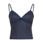 Blaues Y2k Spitzen Detail Bustier Bow Cami Top