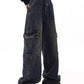 Punk High Waist Straight Leg Cargo Jeans