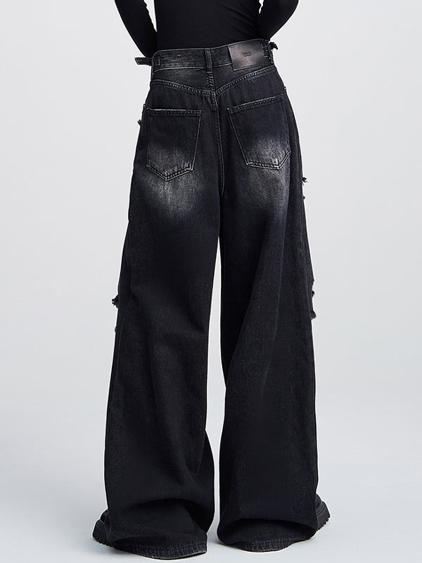 Vintage Baggy Hohe Taille Jeans mit Ripped-Design