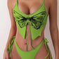 Y2K Butterfly Pattern Lace Up Bikini Set