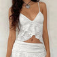 Camisole with lace slit hem