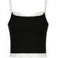 Contrast Black Cami Top with Lace Trim