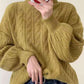 Y2K Solid Color High Collar Cable Knit Sweater 