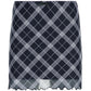 Blue Vintage Plaid Mesh Mini Skirt with Bow