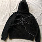 Schwarzer Vintage Augenmuster Oversized Hoodie