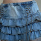 Blue Vintage Wrap High Rise Tiered Denim Mini Skirt