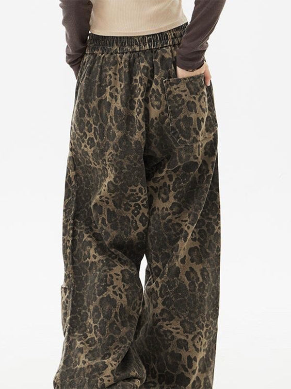 Punk Leopard Drawstring Cargo Pants