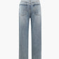 Blue Vintage Asymmetric Waist Straight Leg Jeans 