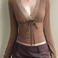 90s Brown Street Lace Up Long Sleeve Shirt