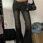 Dark vintage flared trousers with low waist and inserts