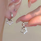 Silver Sweet Hollow Out Star Rhinestone Hoop Earring