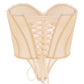 Apricot Sexy Pleated Shell Mesh Corset Top