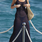 Blaues Y2k See Through Mesh Urlaubs Maxi Kleid