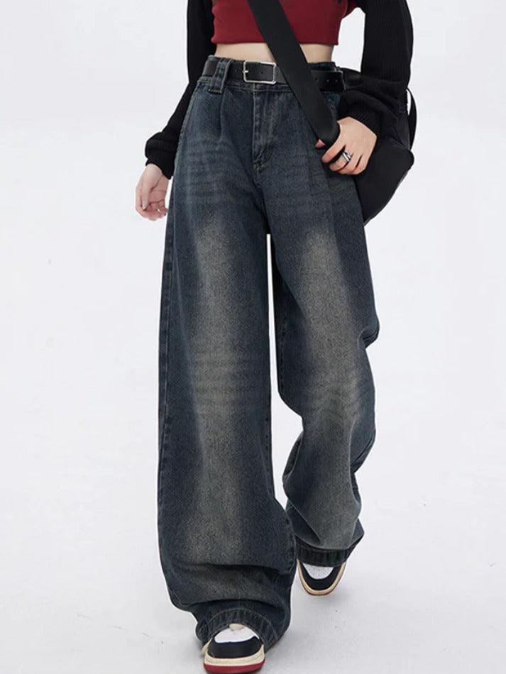 Dark Vintage Washed High Waist Boyfriend Jeans