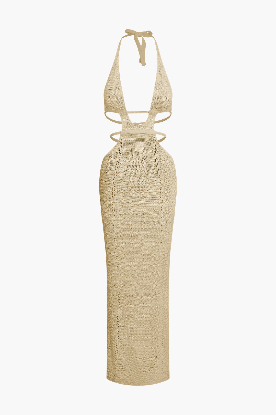 Cut outs knit maxi dress with halter back