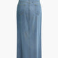 Wrap Slit Denim Midi Skirt with Label