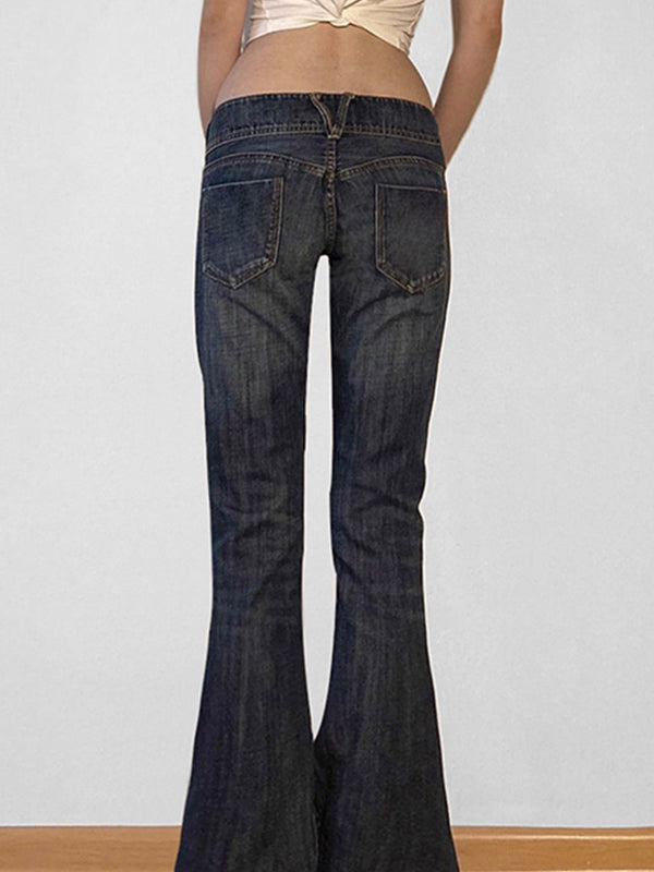 Blaue Y2K Low Rise Slim Flare Jeans