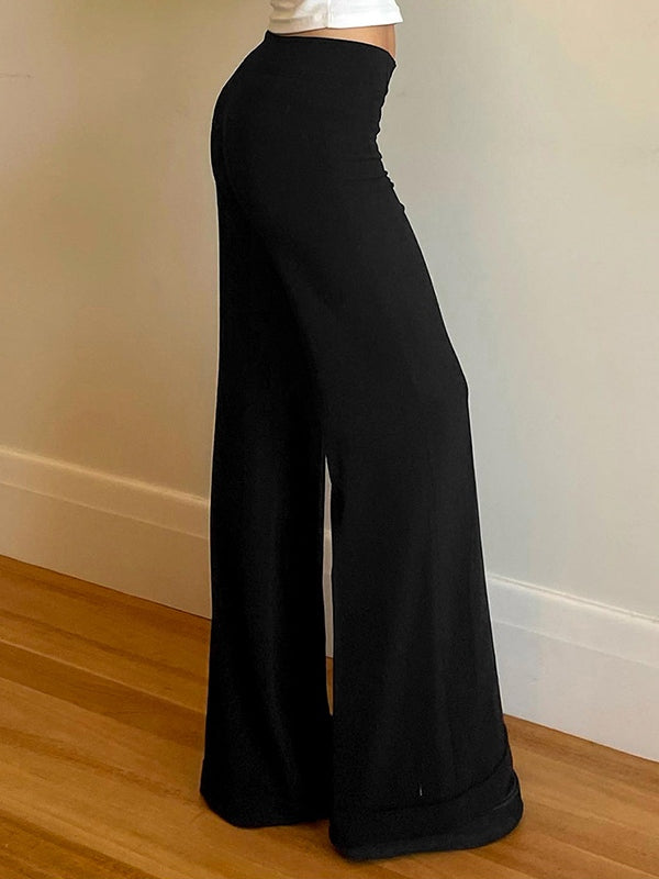 Black vintage high waist flared straight leg pants