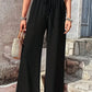 Solid Color Casual Drawstring High Waist Pants 