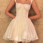 White French Sweet Lace Panel Pleated Dress