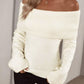 Apricot off-the-shoulder knitted sweater