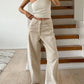 Vintage White Baggy Boyfriend Jeans with Splice