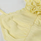 Yellow Vintage V-Neck Ruffle Slit Hem Top