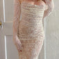 White Vintage Lace Cami Mermaid Slim Maxi Dress with Smock