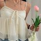 Apricot Cute Pleated Lace Up Cami Top