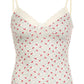 Bow lace tank top with cherry print