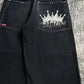 Black 2000s Print Boyfriend Jeans