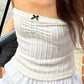 White French Bow Bandeau Top with Texture