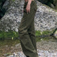 Green vintage low waist flare cargo jeans