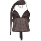 Brown Y2k polka dot top with scarf and backless lace-up design