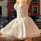 White French Sweet Lace Panel Pleated Dress