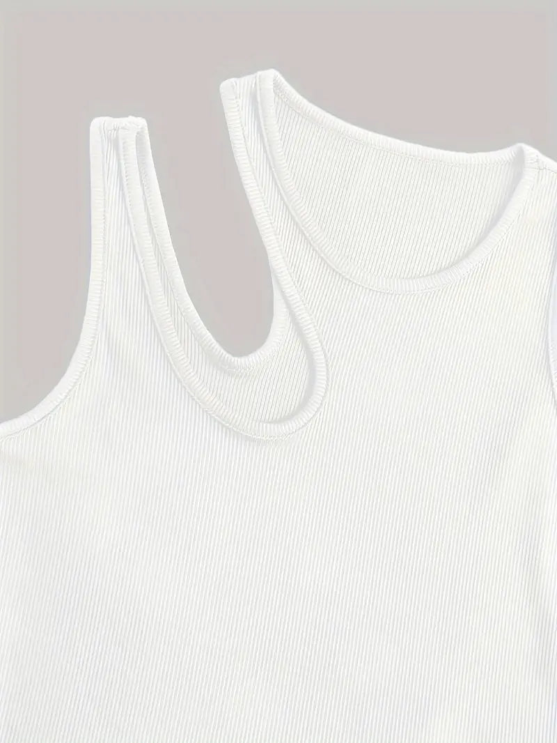 Basic Asymmetric Crop Tank Top 