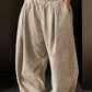 Retro Tan Solid Pleated Wide Leg Pants